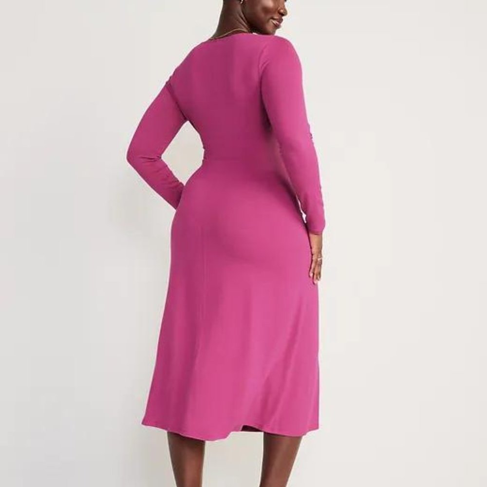 Old Navy Fit & Flare Twist-Front Cutout Midi Dress for Women New - Picture 5 of 8